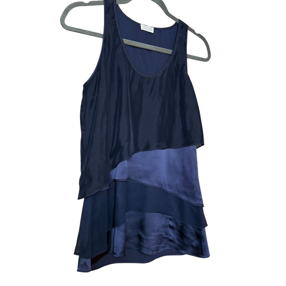 Brunello Cucinelli Tiered Tunic Top Blouse Size M Sleeveless Made in Italy - Picture 9 of 14
